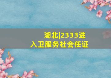 湖北|2333进入卫服务社会任证